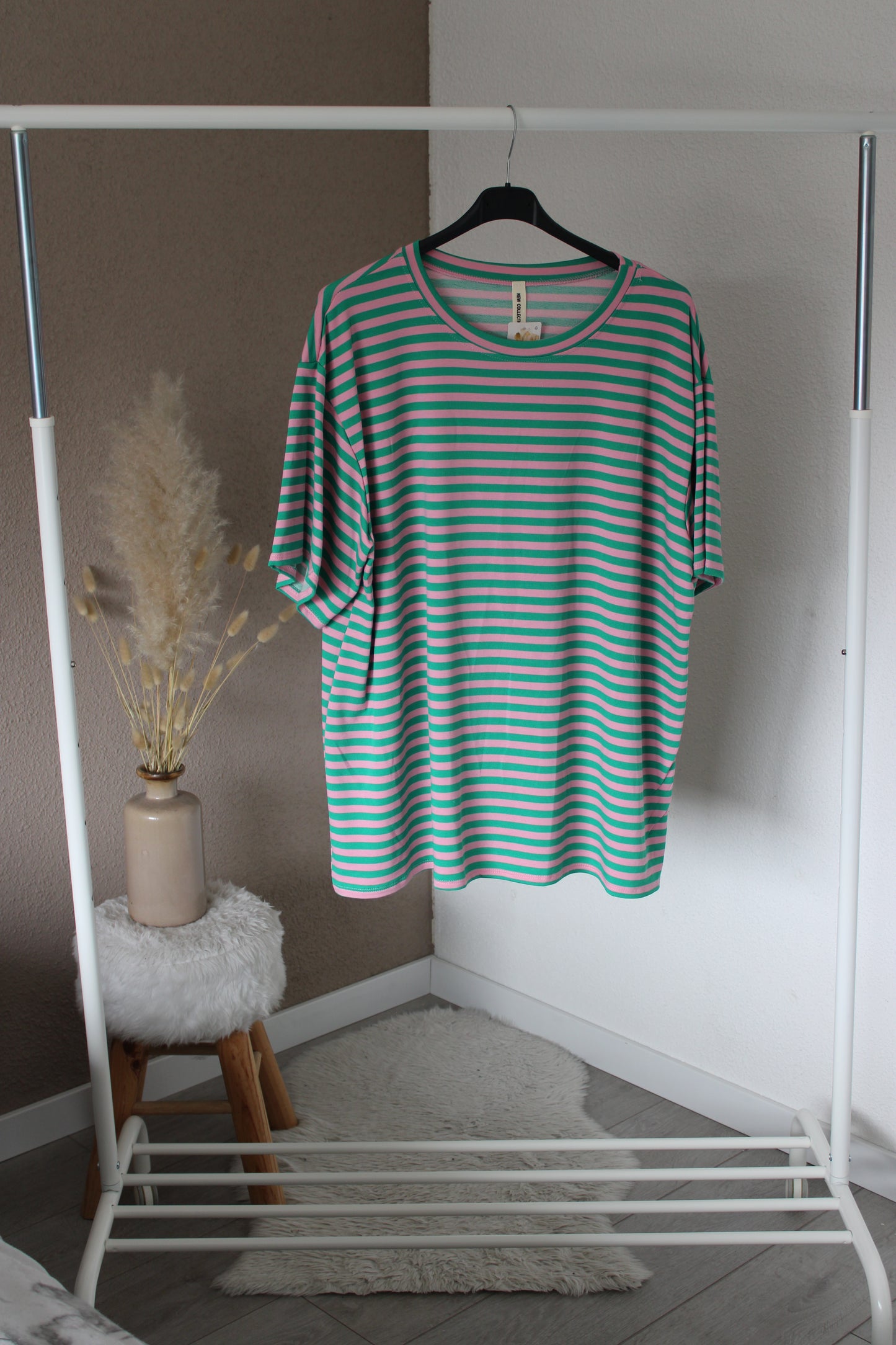 Gestreept t-shirt roze-groen