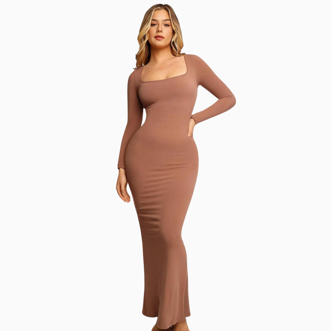 MAXI SHAPEWEAR JURK MET LANGE MOUWEN