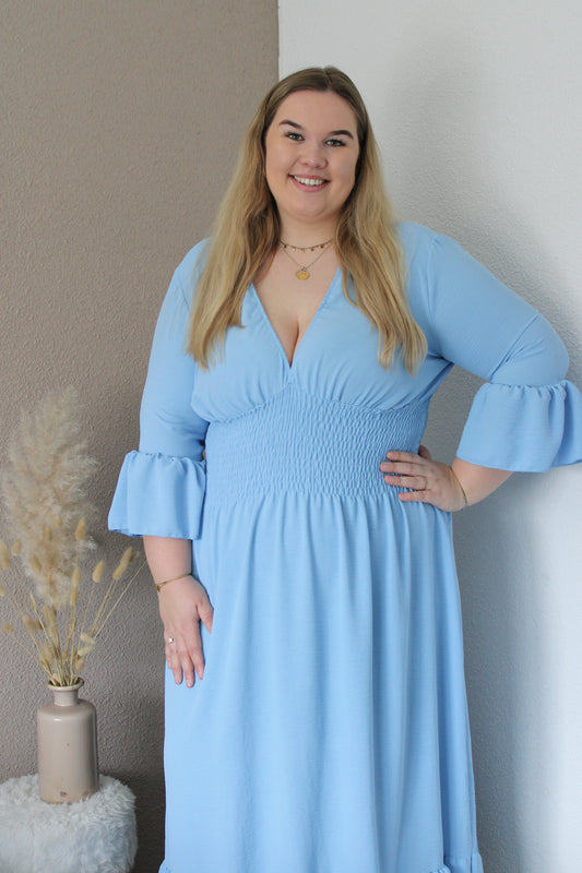 Pastel blauwe maxi jurk