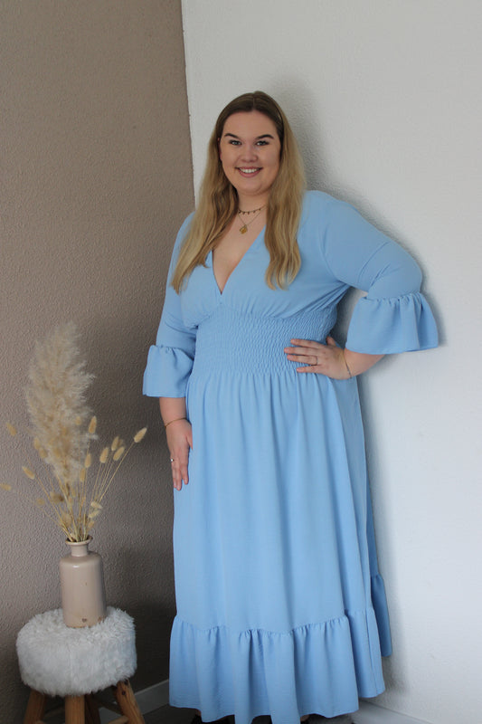 Pastel blauwe maxi jurk
