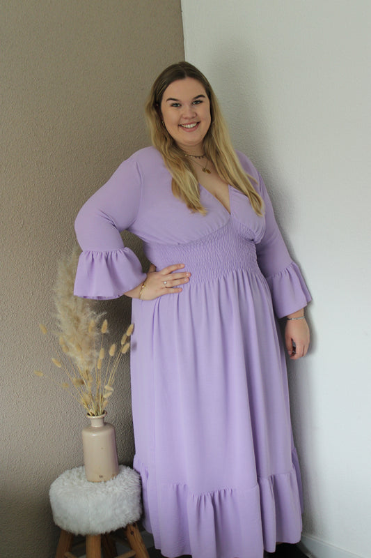 Pastel paarse maxi jurk