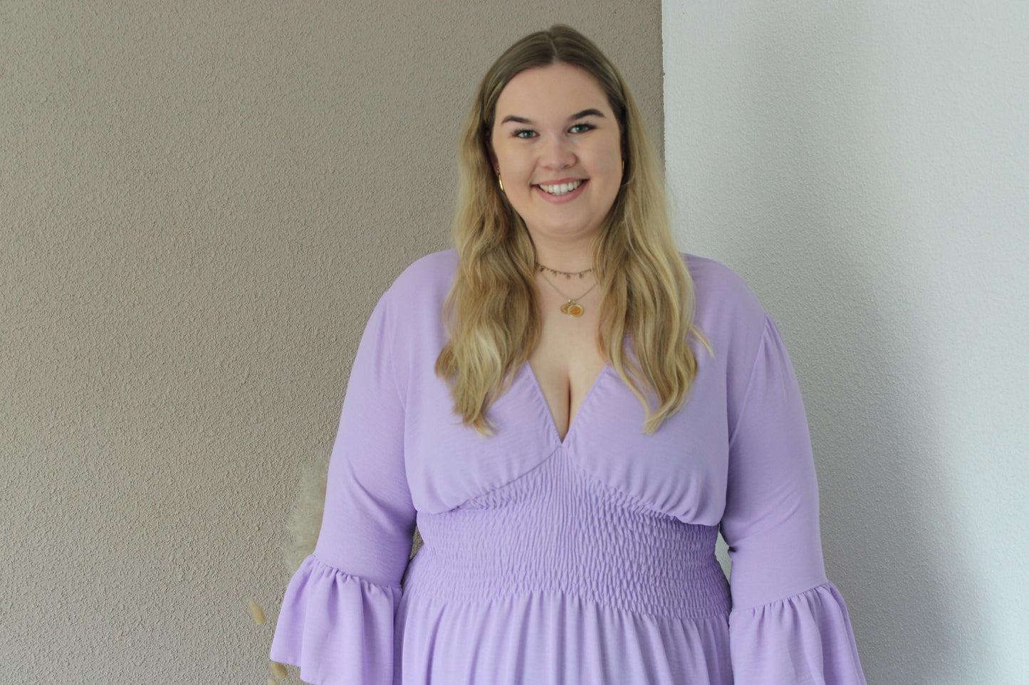 Pastel paarse maxi jurk