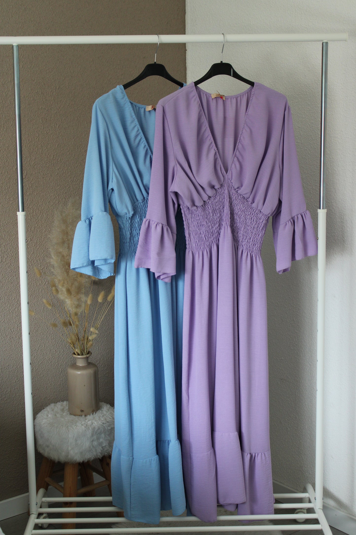 Pastel blauwe maxi jurk