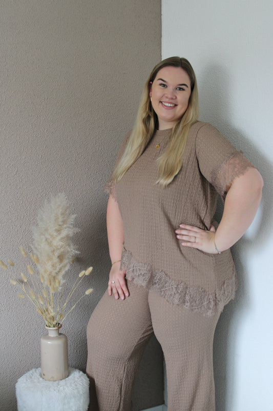 Tweedelige kanten set bruin