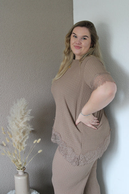 Tweedelige kanten set bruin