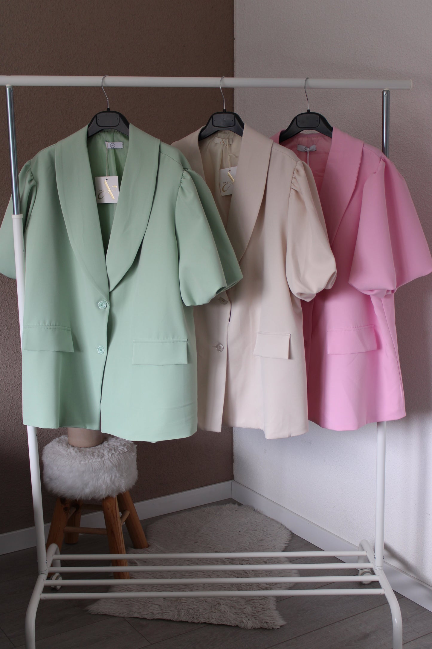 Korte mouwen blazer roze