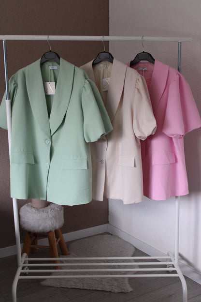 Korte mouwen blazer roze