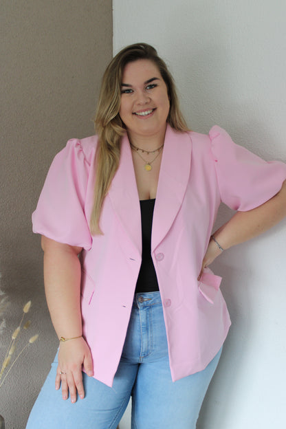 Korte mouwen blazer roze