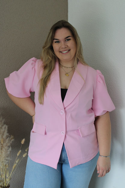 Korte mouwen blazer roze