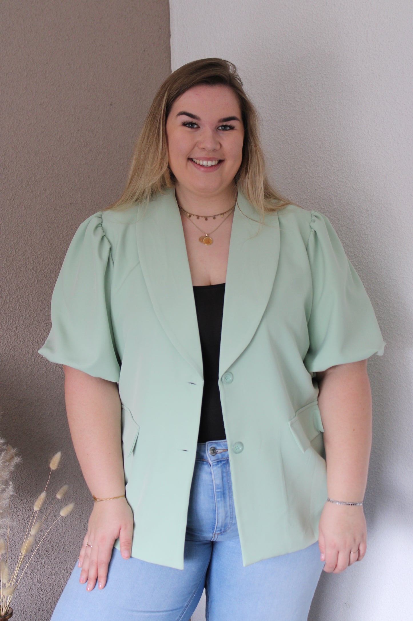 Korte mouwen blazer groen