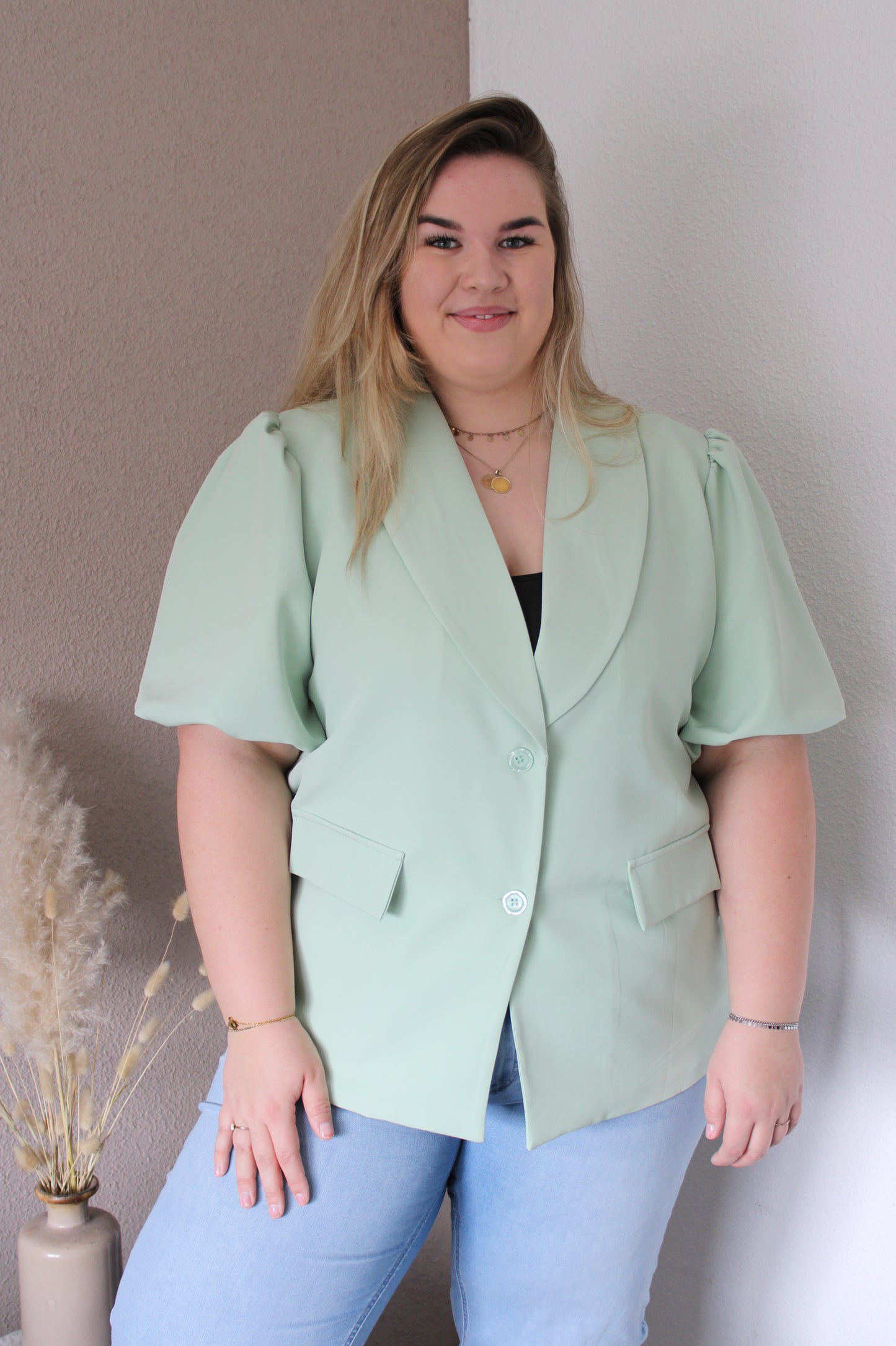 Korte mouwen blazer groen