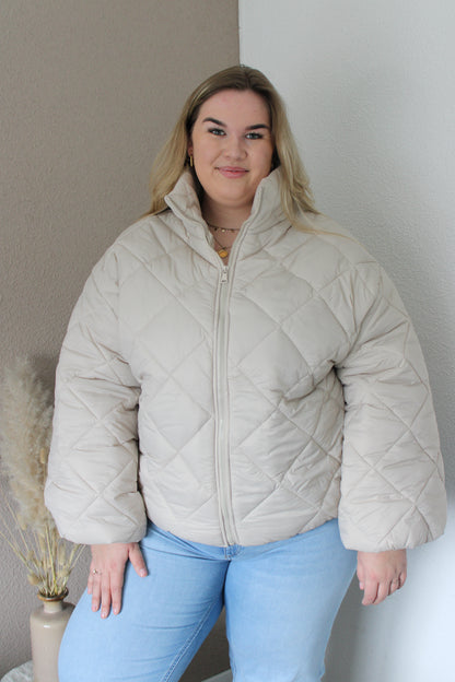 Beige pufferjas