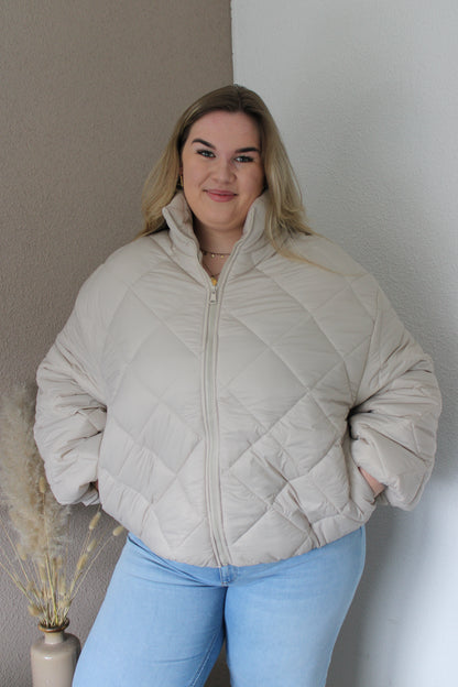 Beige pufferjas
