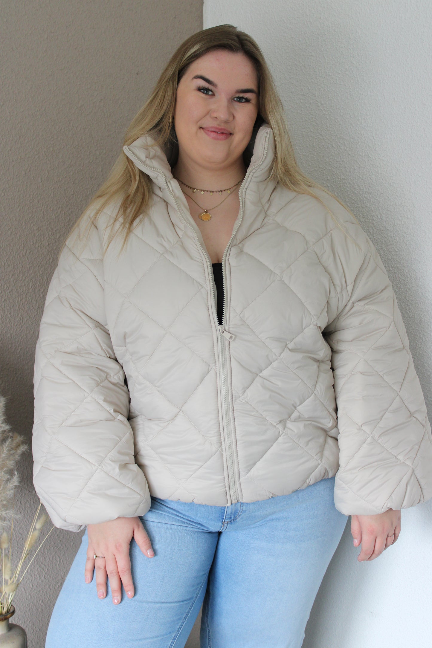Beige pufferjas